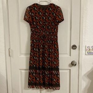 Orange Brown Geometric Pattern Dress